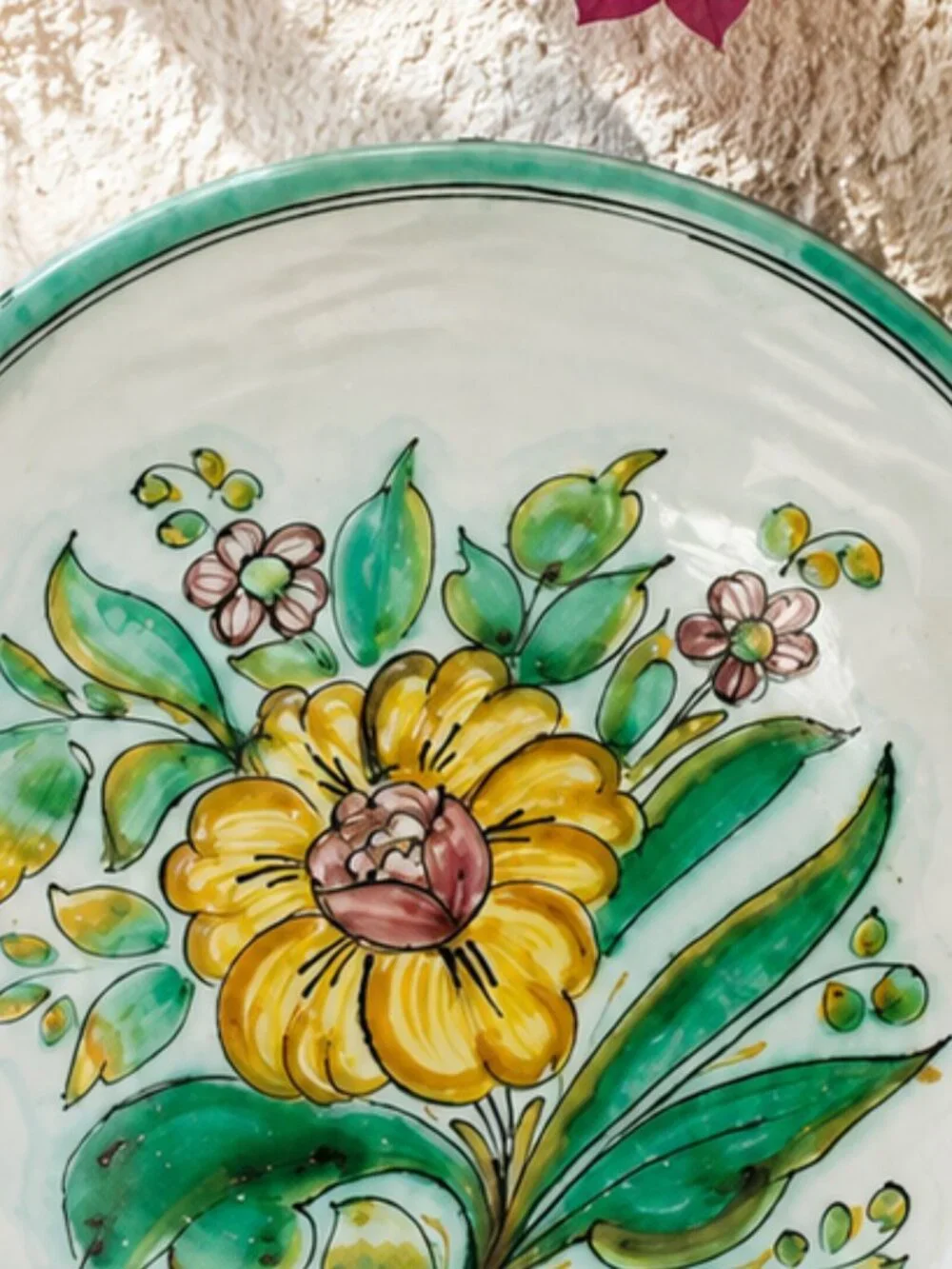 Vintage Signed Spanish Hand Painted Still Life Floral Majolica Plate